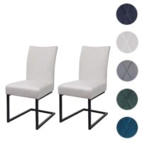 2er-Set Freischwinger Stühle Samt Stahl pulverbeschichtet creme-beige