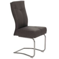 2er-Set Freischwinger Esszimmerstühle Textil Wildlederoptik grau