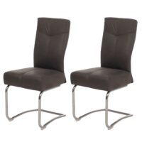 2er-Set Freischwinger Esszimmerstühle Textil Wildlederoptik grau