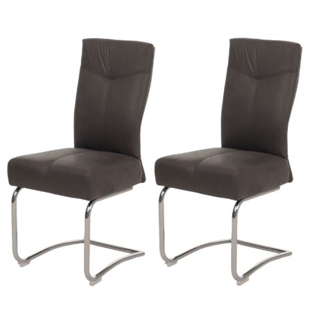 2er-Set Freischwinger Esszimmerstühle Textil Wildlederoptik grau
