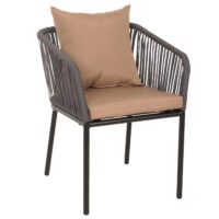 2er-Set Gartenstühle wetterfest Aluminium Seilgeflecht anthrazit