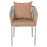 2er-Set Gartenstühle wetterfest Aluminium Seilgeflecht grau taupe