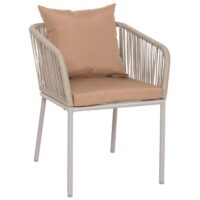 2er-Set Gartenstühle wetterfest Aluminium Seilgeflecht grau taupe