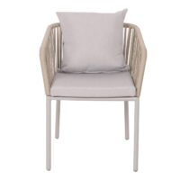 2er-Set Gartenstühle wetterfest Aluminium Seilgeflecht Kissen grau