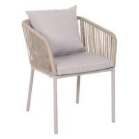 2er-Set Gartenstühle wetterfest Aluminium Seilgeflecht Kissen grau