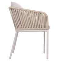 2er-Set Gartenstühle wetterfest Aluminium Seilgeflecht Kissen grau