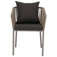 2er-Set Gartenstühle wetterfest Aluminium Seilgeflecht Kissen grau