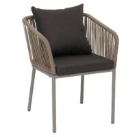 2er-Set Gartenstühle wetterfest Aluminium Seilgeflecht Kissen grau