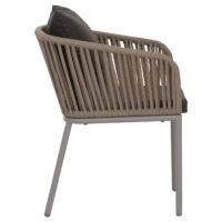 2er-Set Gartenstühle wetterfest Aluminium Seilgeflecht Kissen grau