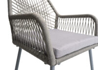 2er-Set Gartenstühle Aluminium Seilgeflecht Sitzpolster grau