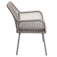 2er-Set Gartenstühle Aluminium Seilgeflecht Sitzpolster grau