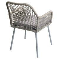 2er-Set Gartenstühle Aluminium Seilgeflecht Sitzpolster grau