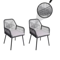 2er-Set Gartenstühle Outdoor Aluminium Seilgeflecht anthrazit grau