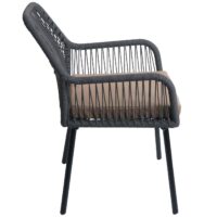 2er-Set Gartenstühle Outdoor Aluminium Seilgeflecht Polster anthrazit taupe