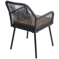 2er-Set Gartenstühle Outdoor Aluminium Seilgeflecht Polster anthrazit taupe