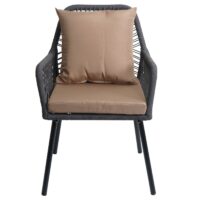 2er-Set Gartenstühle Outdoor Aluminium Seilgeflecht Polster anthrazit taupe