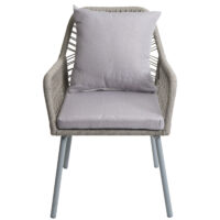 2er-Set Gartenstühle Outdoor Aluminium Seilgeflecht Polster grau