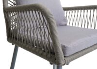 2er-Set Gartenstühle Outdoor Aluminium Seilgeflecht Polster grau