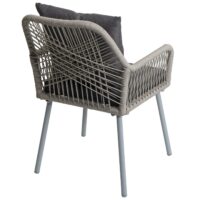 2er-Set Gartenstühle Outdoor Aluminium Seilgeflecht Polster grau