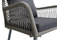 2er-Set Gartenstühle Outdoor Aluminium Seilgeflecht Polster grau