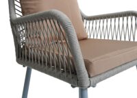 2er-Set Gartenstühle Outdoor Aluminium Seilgeflecht Polster grau taupe