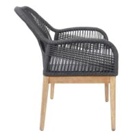 2er-Set Gartenstuhl Outdoor wetterfest Akazie Seilgeflecht grau