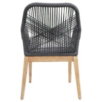 2er-Set Gartenstuhl Outdoor wetterfest Akazie Seilgeflecht grau