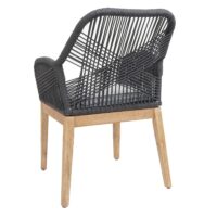 2er-Set Gartenstuhl Outdoor wetterfest Akazie Seilgeflecht grau