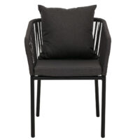 2er-Set Gartenstuhl wetterfest Aluminium Seilgeflecht anthrazit