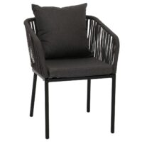 2er-Set Gartenstuhl wetterfest Aluminium Seilgeflecht anthrazit