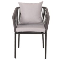 2er-Set Gartenstuhl Outdoor Aluminium Seilgeflecht Kissen anthrazit grau