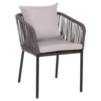 2er-Set Gartenstuhl Outdoor Aluminium Seilgeflecht Kissen anthrazit grau