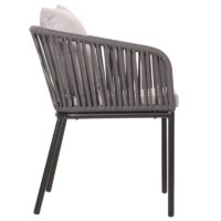 2er-Set Gartenstuhl Outdoor Aluminium Seilgeflecht Kissen anthrazit grau