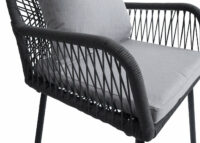 2er-Set Gartenstuhl Outdoor Aluminium Seilgeflecht Polster anthrazit grau