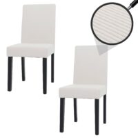 2er-Set Esszimmerstühle Hochlehner Cord dunkle Beine creme