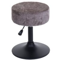 2er-Set Hocker höhenverstellbar drehbar Chenille 37cm braun