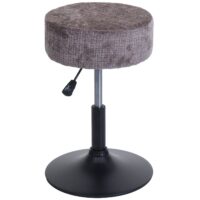 2er-Set Hocker höhenverstellbar drehbar Chenille 37cm braun