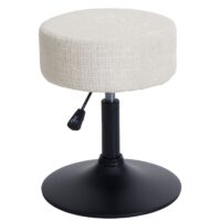 2er-Set Hocker höhenverstellbar drehbar Chenille Ø37cm creme-weiss