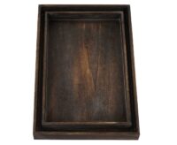 2er Set Holztablett Shabby-Look Servier- & Dekotablett braun