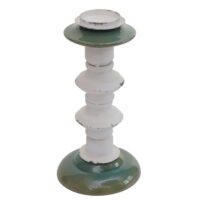 2er-Set Kerzenständer Shabby-Look Vintage Metall Keramik 25cm