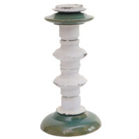 2er-Set Kerzenständer Shabby-Look Vintage Metall Keramik 25cm