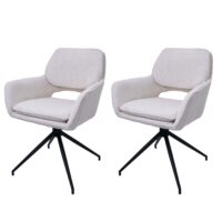 2er-Set Esszimmerstuhl Küchenstuhl drehbar Bouclé Öko-Tex creme