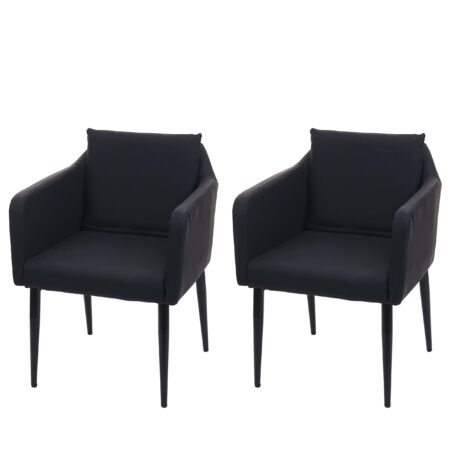 2er-Set Esszimmerstühle Kunstleder mit Lehne schwarz
