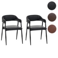 2er-Set Esszimmerstühle Kunstleder Industrial Vintage schwarz