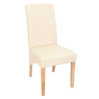 2er-Set Esszimmerstühle Kunstleder matt mit hellen Füssen creme