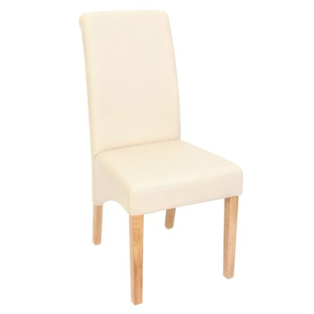 2er-Set Esszimmerstühle Kunstleder matt mit hellen Füssen creme
