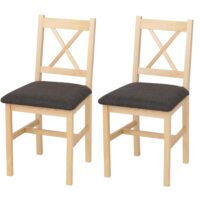 2er-Set Esszimmerstühle Massivholz Landhaus gepolstert natur schwarz