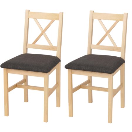 2er-Set Esszimmerstühle Massivholz Landhaus gepolstert natur schwarz