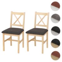 2er-Set Esszimmerstühle Massivholz Landhaus gepolstert natur schwarz