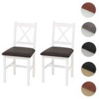 2er-Set Esszimmerstühle Landhaus Massivholz gepolstert weiss schwarz